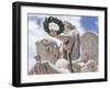 Portugal, Lisbon. Close-up of sculptures at the top of 18th century Arco da Rua Augusta-Julie Eggers-Framed Photographic Print