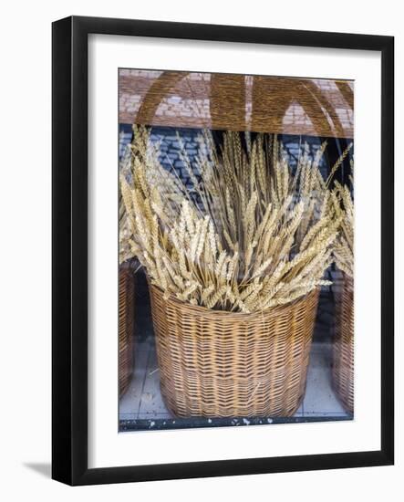 Portugal, Lisbon. Dried wheat stalks in the window of a bakery.-Julie Eggers-Framed Photographic Print