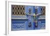 Portugal, Lisbon. Historic Alfama District, Blue Door with Chain Lock-Emily Wilson-Framed Photographic Print