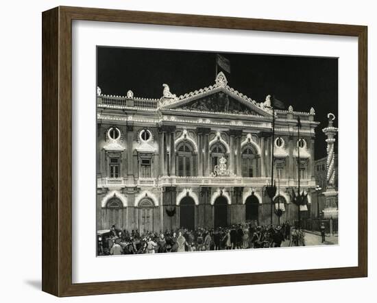 Portugal, Lisbon, Lighting of the Town Hall-null-Framed Giclee Print