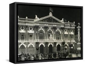 Portugal, Lisbon, Lighting of the Town Hall-null-Framed Stretched Canvas