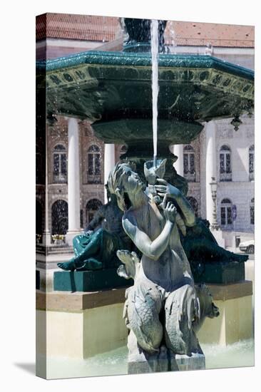 Portugal, Lisbon, Main Square (Pedro IV Square), Rossio Fountain, Mermaid Statue-Samuel Magal-Stretched Canvas