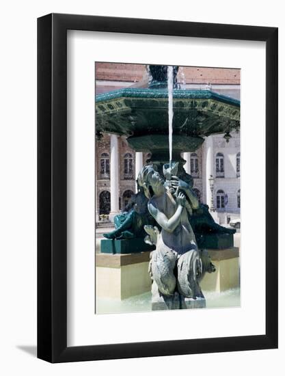 Portugal, Lisbon, Main Square (Pedro IV Square), Rossio Fountain, Mermaid Statue-Samuel Magal-Framed Photographic Print