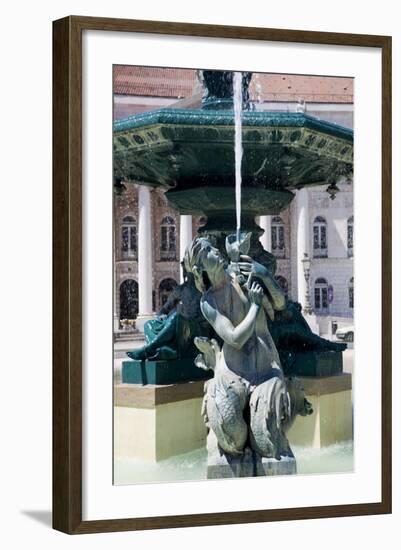 Portugal, Lisbon, Main Square (Pedro IV Square), Rossio Fountain, Mermaid Statue-Samuel Magal-Framed Photographic Print