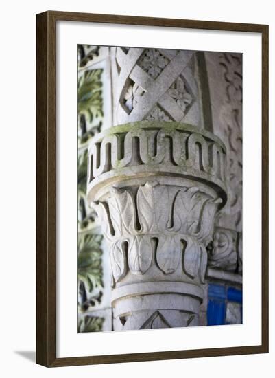 Portugal, Lisbon Region, Sintra, Pena National Palace, Decorated Column-Samuel Magal-Framed Photographic Print