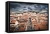 Portugal, Lisbon, Rooftop View of Baixa District with Sao Jorge Castle and Alfama District Beyond-Alan Copson-Framed Stretched Canvas