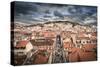 Portugal, Lisbon, Rooftop View of Baixa District with Sao Jorge Castle and Alfama District Beyond-Alan Copson-Stretched Canvas