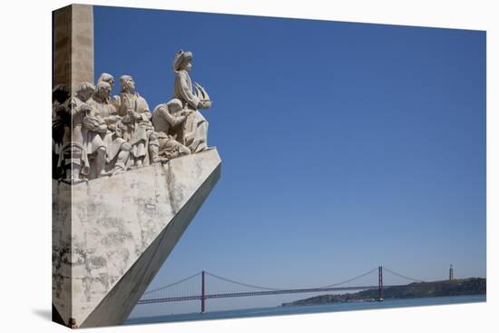 Portugal, Lisbon, Santa Maria de Belem, Monument To The Discoveries and 25th of April Bridge-Samuel Magal-Stretched Canvas