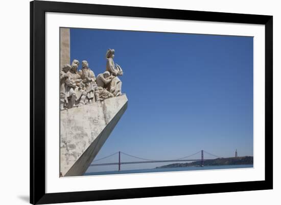 Portugal, Lisbon, Santa Maria de Belem, Monument To The Discoveries and 25th of April Bridge-Samuel Magal-Framed Photographic Print