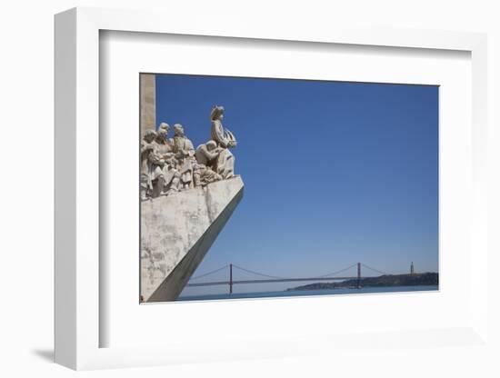 Portugal, Lisbon, Santa Maria de Belem, Monument To The Discoveries and 25th of April Bridge-Samuel Magal-Framed Photographic Print