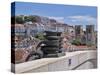 Portugal, Lisbon. View of the Lisbon Cathedral from the Arco da Rua Augusta.-Julie Eggers-Stretched Canvas