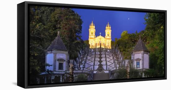 Portugal, Minho Province, Braga, Bom Jesus Do Monte at Night-Shaun Egan-Framed Stretched Canvas