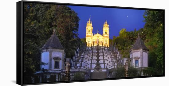 Portugal, Minho Province, Braga, Bom Jesus Do Monte at Night-Shaun Egan-Framed Stretched Canvas