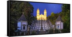 Portugal, Minho Province, Braga, Bom Jesus Do Monte at Night-Shaun Egan-Framed Stretched Canvas