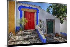 Portugal, Obidos, Bright Red Door of Colored Homes Inside the Walled City-Terry Eggers-Mounted Photographic Print