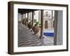 Portugal, Obidos. Ceramic pots adorning a building ledge.-Terry Eggers-Framed Photographic Print