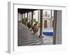 Portugal, Obidos. Ceramic pots adorning a building ledge.-Terry Eggers-Framed Photographic Print