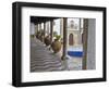 Portugal, Obidos. Ceramic pots adorning a building ledge.-Terry Eggers-Framed Photographic Print