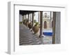 Portugal, Obidos. Ceramic pots adorning a building ledge.-Terry Eggers-Framed Photographic Print