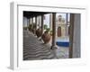 Portugal, Obidos. Ceramic pots adorning a building ledge.-Terry Eggers-Framed Photographic Print