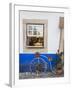 Portugal, Obidos. Cute bicycle planter in front of a bakery in the walled city of Obidos.-Julie Eggers-Framed Photographic Print