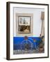 Portugal, Obidos. Cute bicycle planter in front of a bakery in the walled city of Obidos.-Julie Eggers-Framed Photographic Print