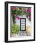 Portugal, Obidos. Doorway surrounded by a bougainvillea vine.-Julie Eggers-Framed Photographic Print