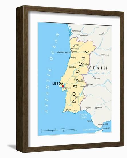 Portugal Political Map-Peter Hermes Furian-Framed Art Print