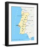 Portugal Political Map-Peter Hermes Furian-Framed Art Print