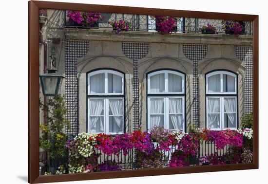 Portugal, Ponte De Lima, Old Town, House Facade, Balconies, Balcony Flowers-Chris Seba-Framed Photographic Print