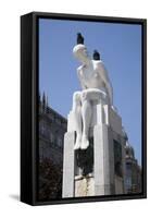 Portugal, Porto, Avenida dos Aliados, The Naked Girl- Youth Statue-Samuel Magal-Framed Stretched Canvas