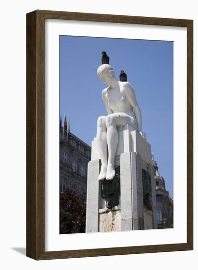 Portugal, Porto, Avenida dos Aliados, The Naked Girl- Youth Statue-Samuel Magal-Framed Photographic Print