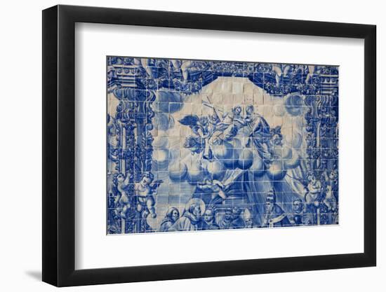 Portugal, Porto, Capela Das Almas, Azulejo, Detail, Saint Francis in front of Pope Honorious III-Samuel Magal-Framed Premium Photographic Print