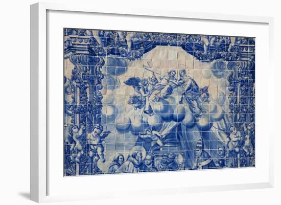 Portugal, Porto, Capela Das Almas, Azulejo, Detail, Saint Francis in front of Pope Honorious III-Samuel Magal-Framed Photographic Print