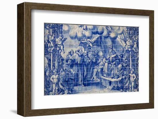 Portugal, Porto, Capela Das Almas, Azulejo, Detail, Saint Francis in front of Pope Honorious III-Samuel Magal-Framed Photographic Print