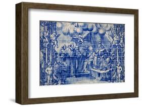 Portugal, Porto, Capela Das Almas, Azulejo, Detail, Saint Francis in front of Pope Honorious III-Samuel Magal-Framed Photographic Print