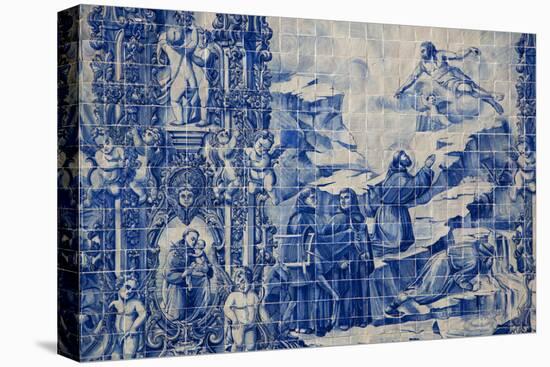 Portugal, Porto, Capela Das Almas, Azulejo, Detail, St. Francis receives the Stigmata-Samuel Magal-Stretched Canvas