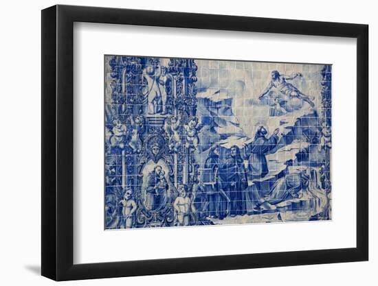 Portugal, Porto, Capela Das Almas, Azulejo, Detail, St. Francis receives the Stigmata-Samuel Magal-Framed Photographic Print