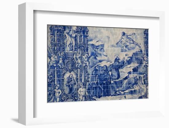 Portugal, Porto, Capela Das Almas, Azulejo, Detail, St. Francis receives the Stigmata-Samuel Magal-Framed Photographic Print