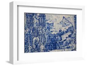 Portugal, Porto, Capela Das Almas, Azulejo, Detail, St. Francis receives the Stigmata-Samuel Magal-Framed Photographic Print