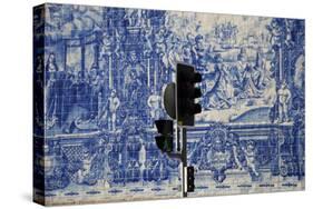 Portugal, Porto, Capela Das Almas, Ceramic Tiles (Azulejo), Detail, The Martyrdom of St. Catherine-Samuel Magal-Stretched Canvas