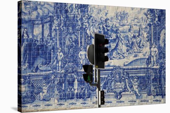 Portugal, Porto, Capela Das Almas, Ceramic Tiles (Azulejo), Detail, The Martyrdom of St. Catherine-Samuel Magal-Stretched Canvas