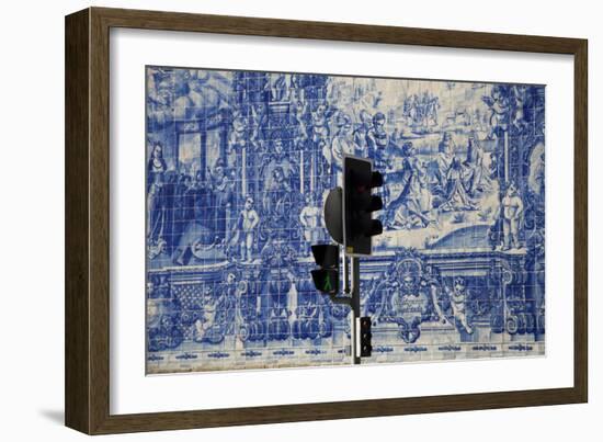 Portugal, Porto, Capela Das Almas, Ceramic Tiles (Azulejo), Detail, The Martyrdom of St. Catherine-Samuel Magal-Framed Photographic Print