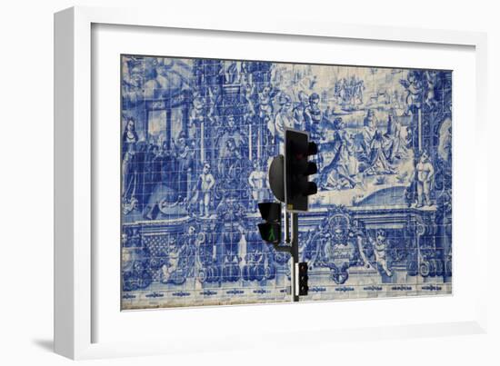 Portugal, Porto, Capela Das Almas, Ceramic Tiles (Azulejo), Detail, The Martyrdom of St. Catherine-Samuel Magal-Framed Photographic Print