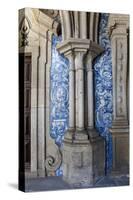 Portugal, Porto, The Church of Saint IIdefonso, Cloister, Decorated Column and Ceramic Tiles-Samuel Magal-Stretched Canvas