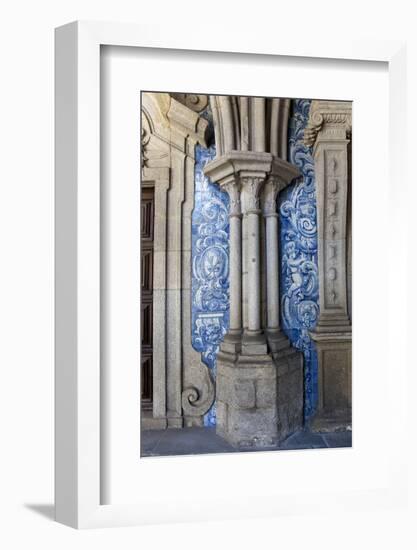 Portugal, Porto, The Church of Saint IIdefonso, Cloister, Decorated Column and Ceramic Tiles-Samuel Magal-Framed Photographic Print