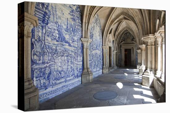 Portugal, Porto, The Church of Saint IIdefonso, Fan Vaulted Cloister with Ceramic Tiles (Azulejo)-Samuel Magal-Stretched Canvas