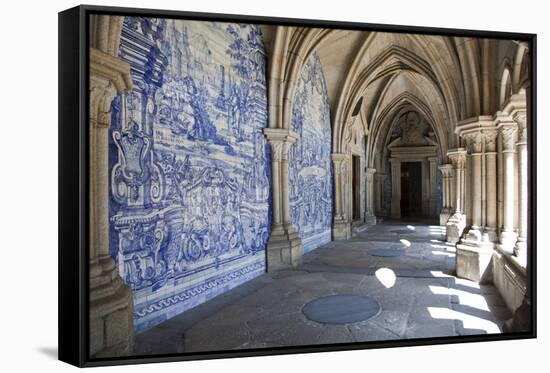 Portugal, Porto, The Church of Saint IIdefonso, Fan Vaulted Cloister with Ceramic Tiles (Azulejo)-Samuel Magal-Framed Stretched Canvas