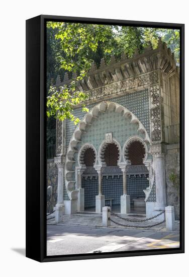 Portugal, Sintra, Natural Water Spring Surrounded by Decorative Tile-Jim Engelbrecht-Framed Stretched Canvas