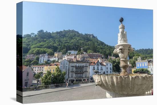 Portugal, Sintra, Sintra Palace Fountain Overlooking the Main Square-Jim Engelbrecht-Stretched Canvas